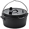 Naturehike Dutch Oven Pot with Lid-4.76 Qt Pre-Seasoned Cast Iron Dutch Oven with Storage Bag-Dual Handles-Lid Doubles as Cast Iron Grill Pan, Use in the Oven, on the Stove & Grill, over the Campfire