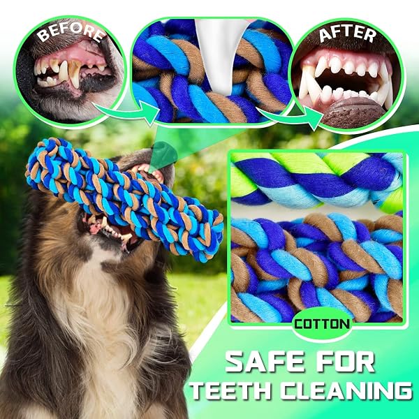 SHARLOVY XL DOG CHEW TOYS FOR AGGRESSIVE CHEWERS LARGE BREED, 14 PACK TOUGH INDESTRUCTIBLE DOG TOYS FOR AGGRESSIVE CHEWERS, DURABLE PUPPY CHEW TOYS FOR TEETHING, HEAVY DUTY COTTON ROPE TOYS