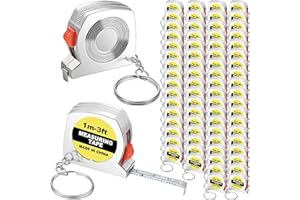 MEEKOO 15 Pieces Tape Measure Keychains Functional Mini Retractable Measuring Tape Keychains with Slide Lock for Birthday Party Favors and Daily Use, 1 m/ 3 ft (15)