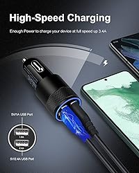 Car Charger, [2Pack/3.4a] Fast Charge Dual Port USB