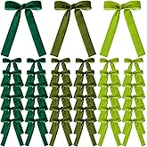 LOYIM 36 Pieces Easter Day Velvet Bow Easter Ribbon Wreath Bow Bulk Spring Crafts Gift Pretied Set for Garland Home Wedding Holy Week Decor(Green,1'' Wide)