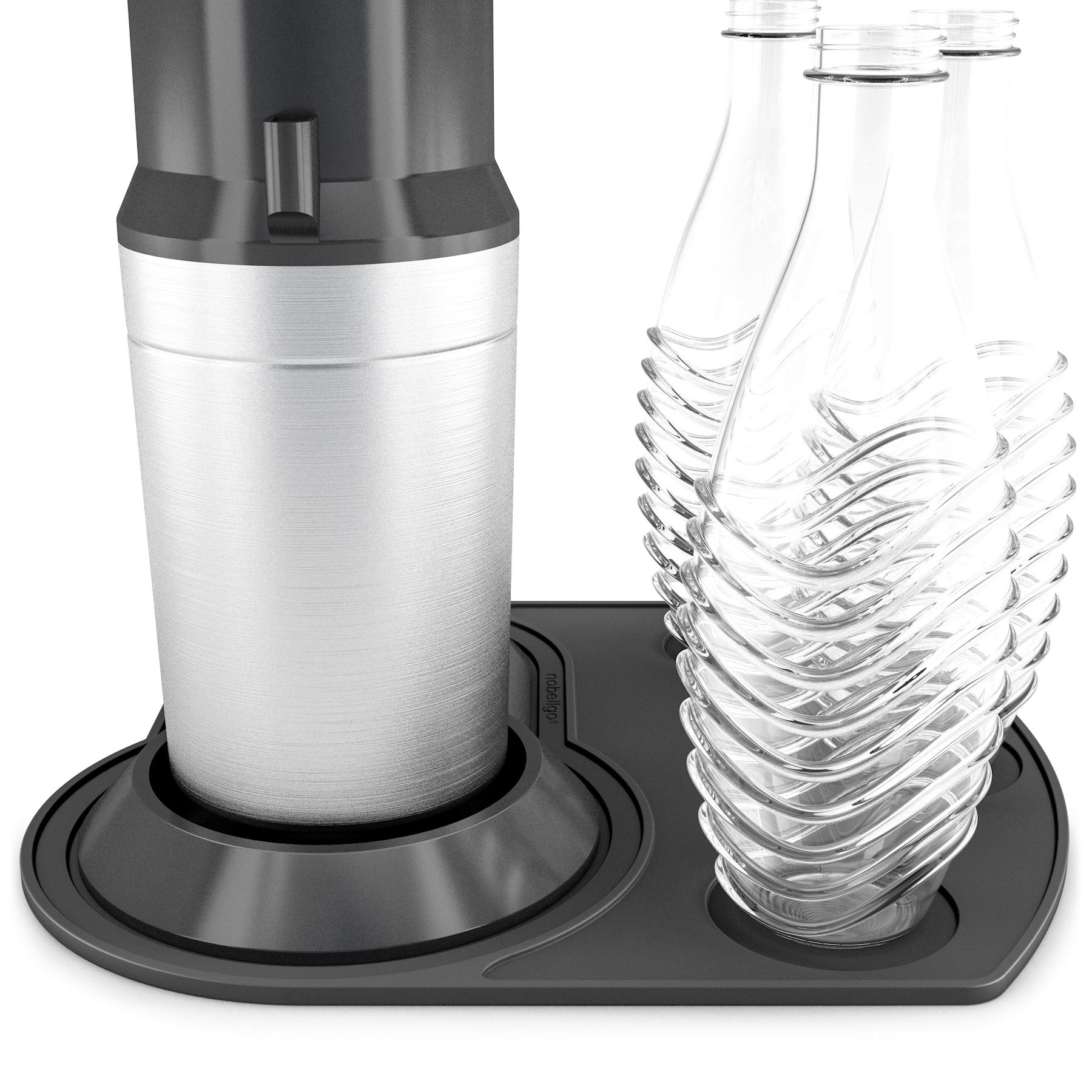 nobellgo Silicone Non-Slip Drying Mat, Coaster Compatible with SodaStream Crystal, Drip Tray (Black XL)