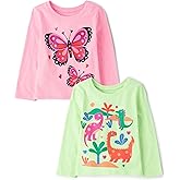 The Children's Place baby-girls And Toddler Unicorns,butterflies,trends Long Sleeve Graphic T-shirts,2 Pack