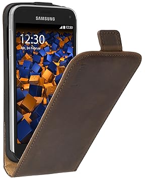 mumbi PREMIUM Leder Flip Case für Samsung Galaxy S5 mini Tasche braun