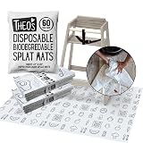 60 Pack | Disposable Splat Mats | THEO'S MATS | Highchair Splat Mat for Floor | Baby Led Weaning Supplies | Biodegradable (THEO001)