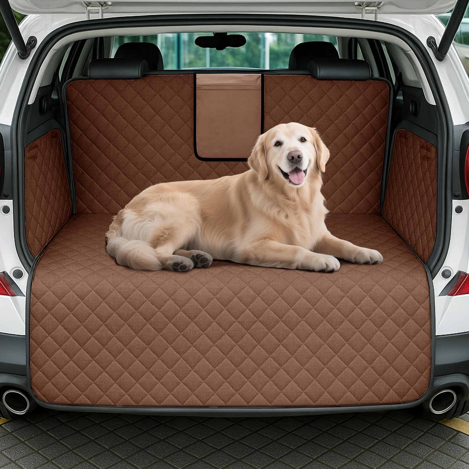 Photo 1 of Lekereise SUV Cargo Liner for Dogs - 53.15 * 78.74 inch Waterproof Pet Trunk Cargo Cover Mat for SUVs Sedans Non-Slip Pet Car Seat Protector Universal Fit SUVs Sedans Trunks Vans - Brown
