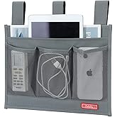 Falaku Hanging Bedside Caddy,Bedside Organizer Caddy for Bed Rails(4 Pockets-Grey)