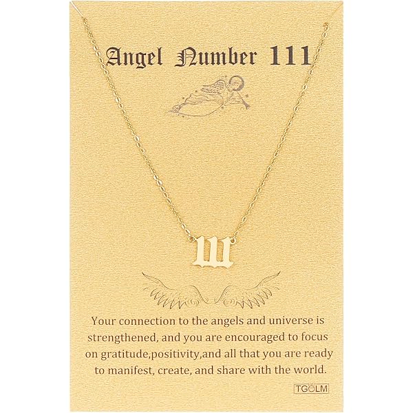 Angel Number Necklace - 111, 222, 333, 444 Numerology Jewelry With Meaning Card