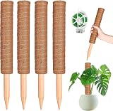 YAUNGEL Moss Pole 4 Pcs 41CM Coir Totem Plant Support with 20M Ties