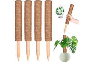YAUNGEL Moss Pole, (16" X 4Pcs) Plant Support for Monstera, Coco Coir Poles Moss Stick Plant Pole for Plants Climbing to Grow