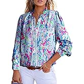 Astylish Women's 2025 Casual V-Neck Long Sleeve Shirts Paisley Print Tops Floral Boho Blouses Tunic