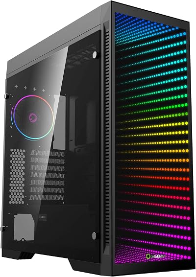 GameMax Abyss ARGB E-ATX PC Gaming Case Black Tempered Glass Infinity Mirror