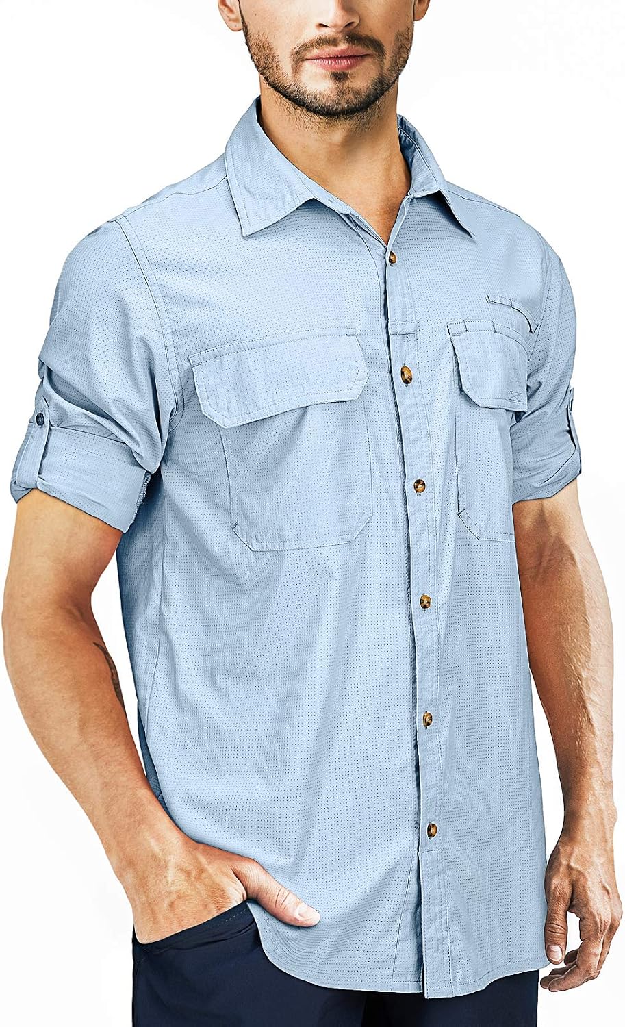 Buy 33, 000ft Men's Long Sleeve Shirt Quick Dry Fishing Shirt UPF 50