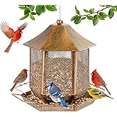 Bird Feeders for Outdoors, 3LB Capacity Metal Bird Feeder Wild Birdfeeders Outside Hanging, Vintage Bronze Rust-Resistant Birdfeeder for Garden Yard Balcony Decor, Easy Fill