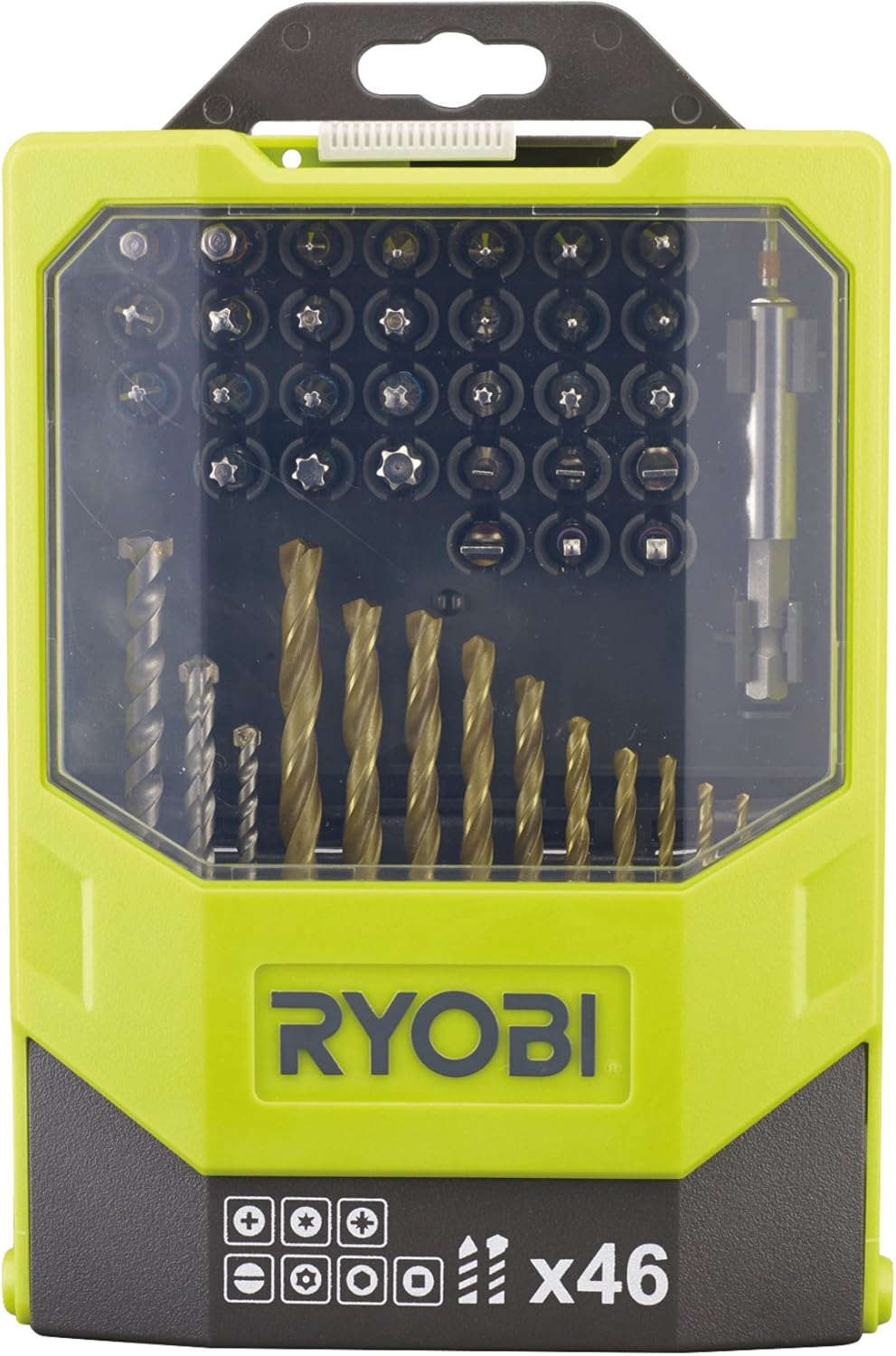 Ryobi RAK46MIX Mixed Drilling and Driving Bit Set, 46 Piece, Green & Anthracite