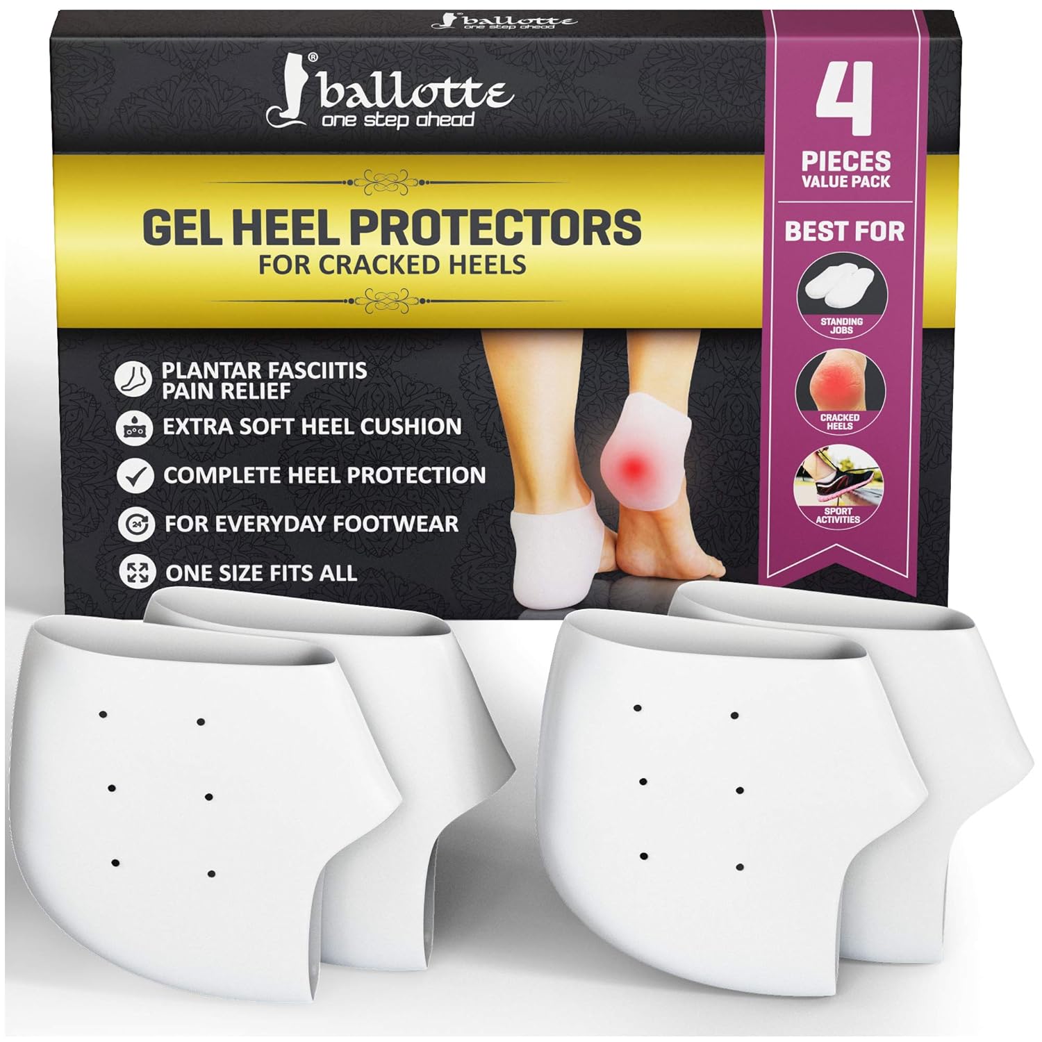 Heel Supports For Heel Pain, Strong Heel Cups For [Fast Heel Pain Relief], Breathable Heel Protectors For Plantar Fasciitis, Blisters, Spur Relief, And Silicone Pads For Men And Women : Beauty