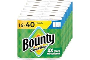 Bounty Paper Towels Quick Size, White, 16 Family Rolls = 40 Regular Rolls