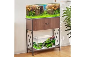 LAQUAL 20-29 Gallon Aquarium Stand with Cabinet, 20 Gallon Long Fish Tank Stand with 31''L * 12''W Tabletop, Double Heavy Met