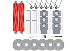 BUXEBUX 26Pcs Replacement Parts Accessories for Roborock QV 35A/ QV 35S Robot Vacuum Kit, 2 Main Brush, 4 Hepa Filter, 6 Mop Pads, 6 Side Brush, 6 Dust Bags, 1 Screwdriver, 1 Clean Tool