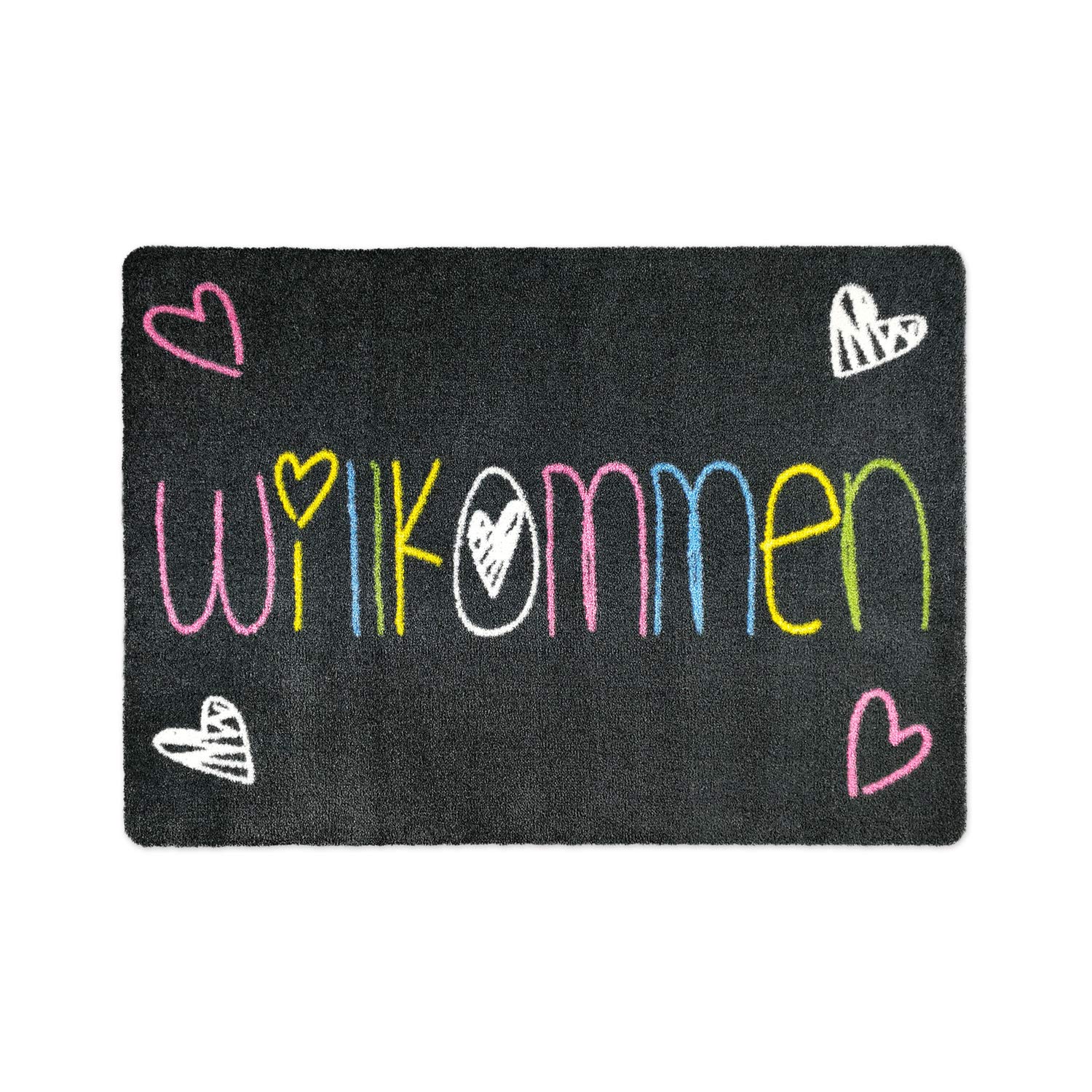 deco-mat Doormat Welcome 40 x 60 cm Grey - Non-Slip Washable Doormat for Outdoor and Indoor Use - Absorbent Dirt Trapper Mat for Entrance Area