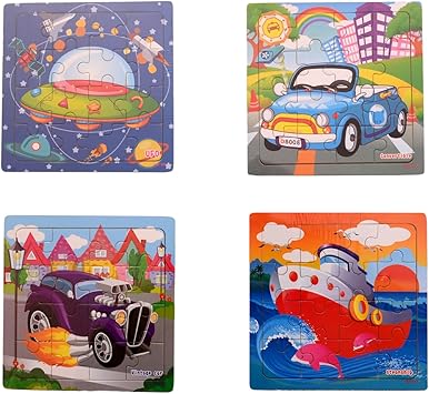 Montez 16 Pieces Wood Jigsaw Puzzles for Children (Pack of 8) (14.75 cm x14.75 cm)