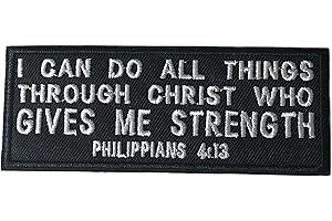 ARES DESIGNS Philippians 4:13 Patch Embroidered Iron-on or Sew-on Applique, Religious Eternal Life Bible Verse Faith Theme, Christian Biker, Decorative Embroidery Clothing Vest Jackets Jeans, Premium Stitching