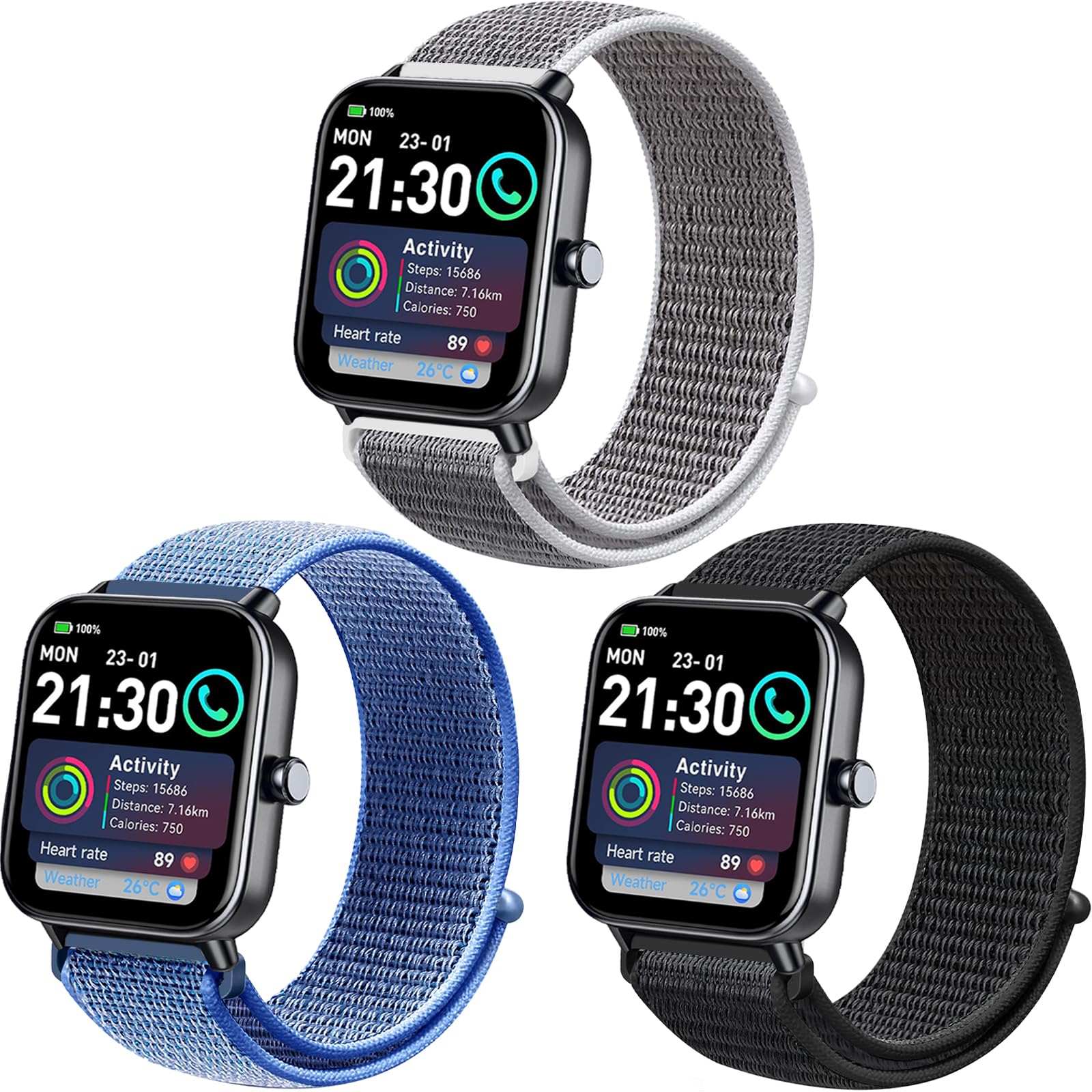 Photo 1 of Harikiri Bands Compatible with Fitpolo smart watch IDW13/IDW16/IDW19,22mm Nylon Band for Woneligo W13,Veryfit IDW19,TOOBUR IDW26/IDW20/IDW16,FITVII HM57/HM78/H56,RUIMEN D1/H1 for Smartwatch