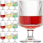 wookgreat Vintage Wine Glasses Set of 12, 8 oz Origami Style Glass Water Goblets, Unique Embossed Pattern Stemmed Cocktail Glasses, Classic Goblet Party Glasses, Wine Glasses Goblets for Daily Use