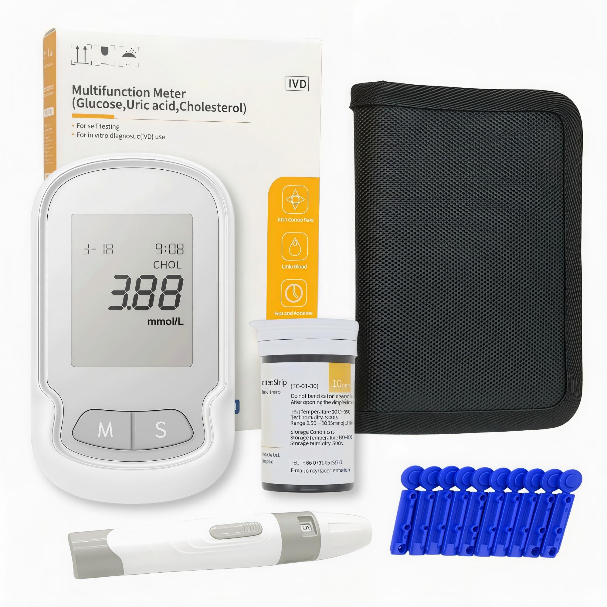 Photo 1 of **FACTORY SEALED** WR-30 Cholesterol Test Monitor Meter Kit - Total Cholesterol Testing with Quick Results, Includes 10 Test Strips and Lancets (Cholesterol Check Only)
