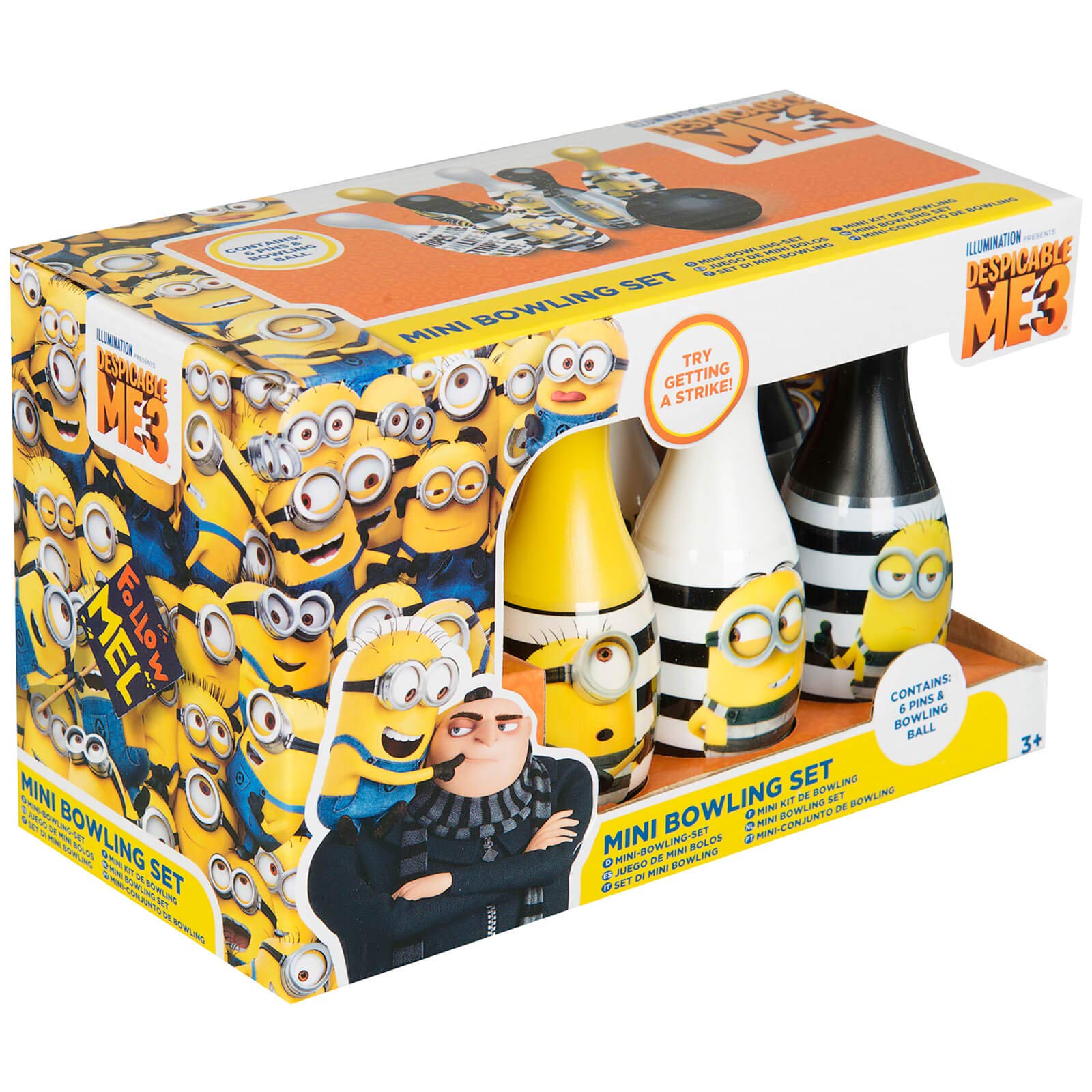 DESPICABLE ME 3 MINIONS TEN PIN BOWLING SKITTLES AND BALL SET KIDS CHILDREN OFFICIAL