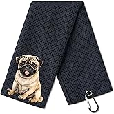 CybGene Pug Gifts Golf Towel, Gifts for Pug Lovers, 40 x 60cm Microfiber Golf Towel for Golf Bags for Birthday, Christmas