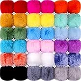 BQTQ 36 Pieces Faux Rabbit Fur Pom Pom Balls with Elastic Loop DIY Fluffy Pom Pom for Hats Beanie Shoes Scarves Gloves Bags Accessories(18 Colors, 2 Pcs Each Color)