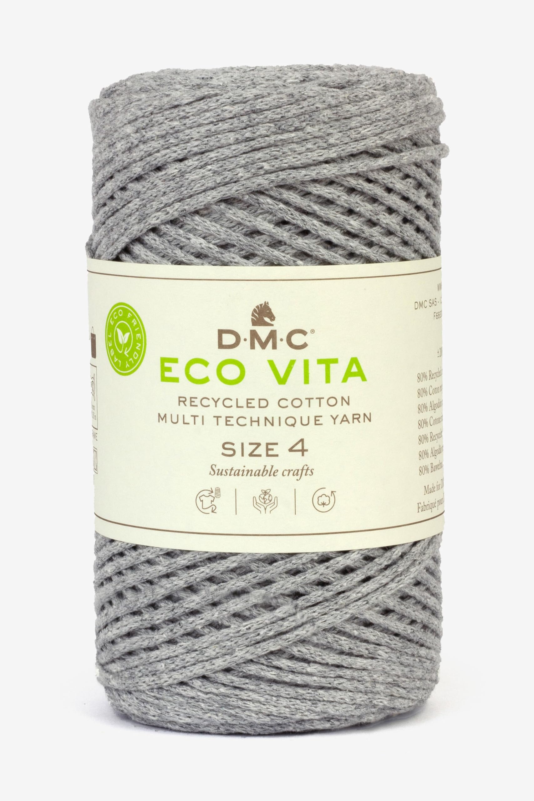 DMC Eco Vita 4, Silver Crochet Knitting Macrame Yarn, 250g — image 1