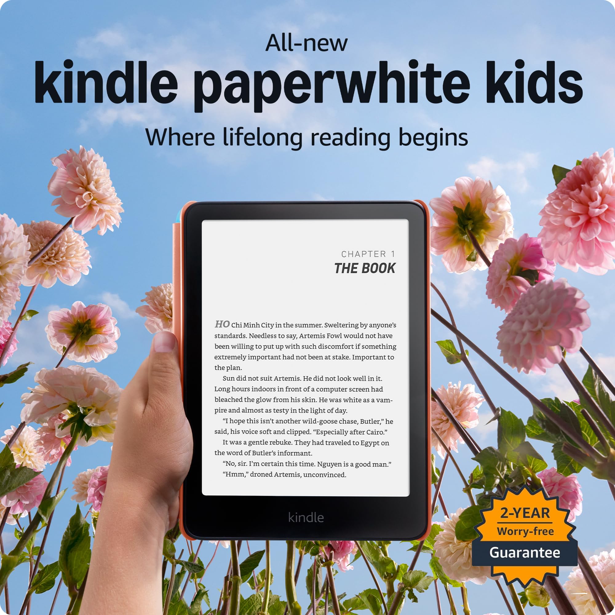Kindle Paperwhite Kids Essentials Bundle including All-new Kindle Paperwhite Kids (16GB) - Starfish and Power Adapter