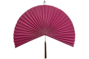 ChumDecor Fan Wall Decor,Japanese Wall Fan Decor,Large Bamboo Fan Wall Art for Boho Hanging Headboard,Decorative Folding Fan for Over Bed Decorations,Large Wall Dcor (Pink, 60 inch)
