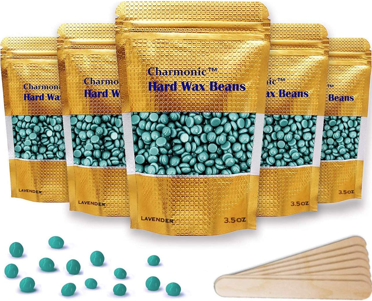 Depilatory Wax, 17.5 Oz Hair Wax Beans by Charmonic, Hard Body Wax Beans, Hair Removal Depilatory Wax European Beads for Women Men 500g/1.1 lb (chamomile)