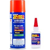 FastCap CA Super Glue - 2P-10 Thin Viscosity (2.25oz) &amp; Activator (10oz)&ndash;Perfect for Micro Fractures Hairline Cracks-Quick Bonding, Durable, Versatile-Industrial Adhesive Professional DIY, Clear