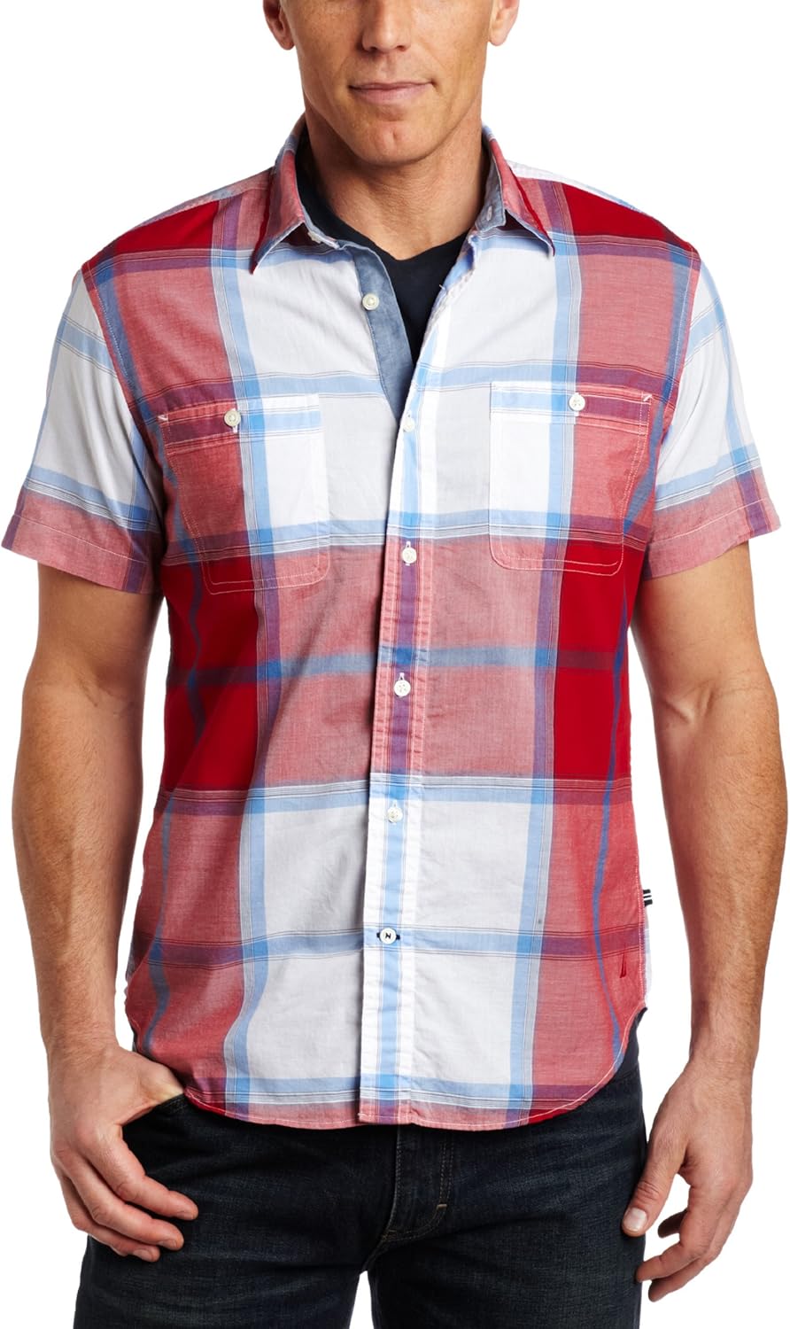 Nautica Men's Saturated Plaid Shirt, Nautica Red, Medium at Amazon Men