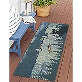 Liora Manne Esencia Machine Washable Non-Slip Low Profile Indoor/Outdoor Mat-Transitional, Camping, Nature, Whimsical, Lake L