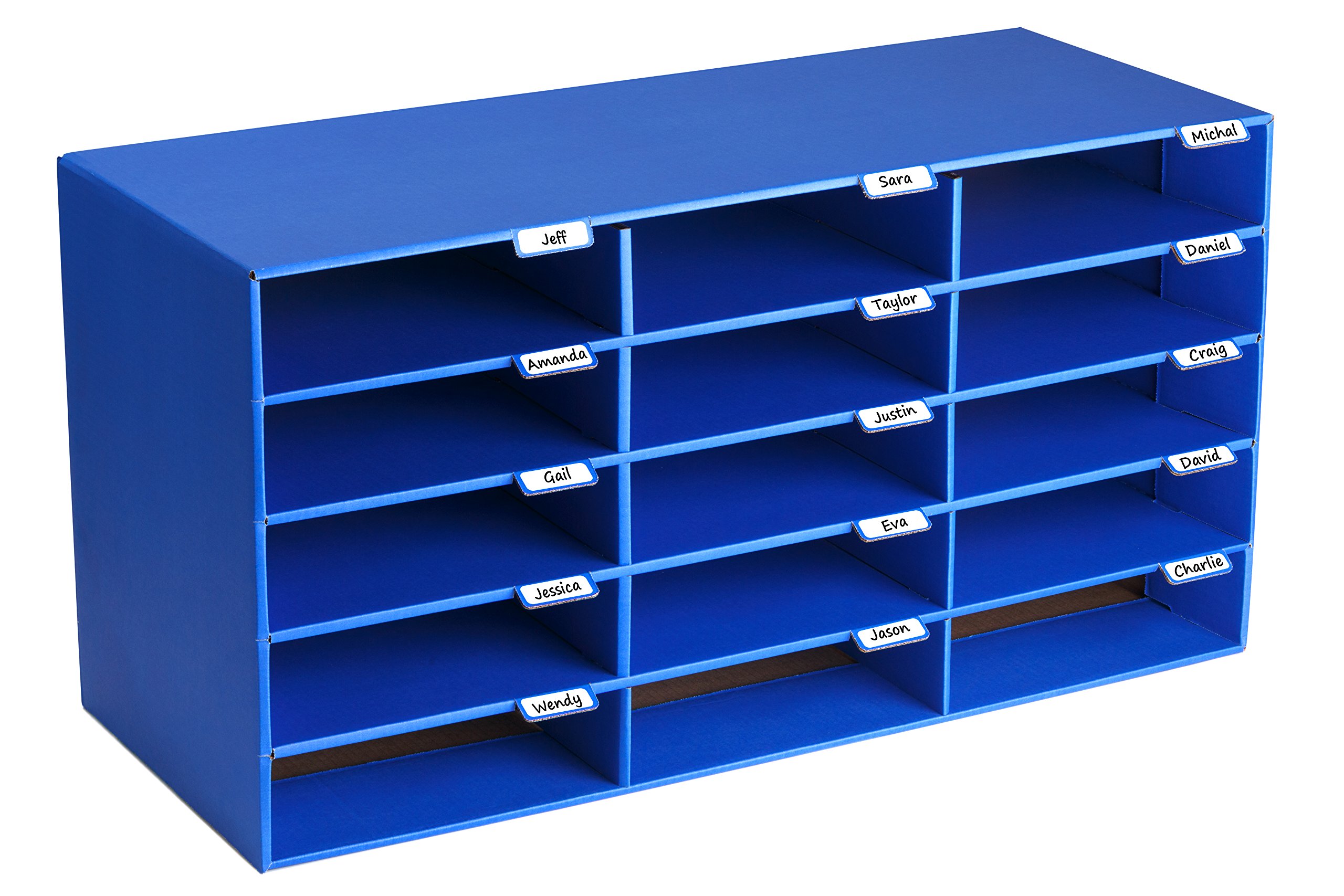AdirOffice File Organizer Classroom - Office - Home - Blue - Corrugated Cardboard (15 Slots, Blue)