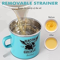 PGYARD Mini Bacon Grease Container With Strainer