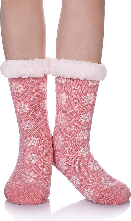MIUBEAR Womens Thermal Slipper Socks Sherpa Lined Nonskid Fuzzy Cozy