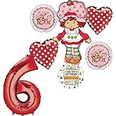 Anagram 6th Birthday Party Supplies Strawberry Girl Shortcake Jumbo Shape Balloon Bouquet Decorations