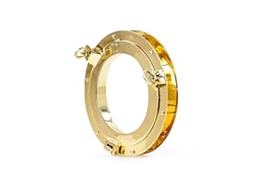 Nagina International Authentic Brass Nautical Heavy Duty Porthole Window with Adjustable Flange | Porthole Windows for Doors at Kitchens & Homes | Nautical Home Decor Accent (12 Inches, Brass)