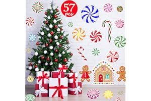 Funnlot 57PCS Peppermint Floor Decals Christmas Wall Stickers Decals Christmas Stickers Candy Wall Stickers for Candyland Decoration