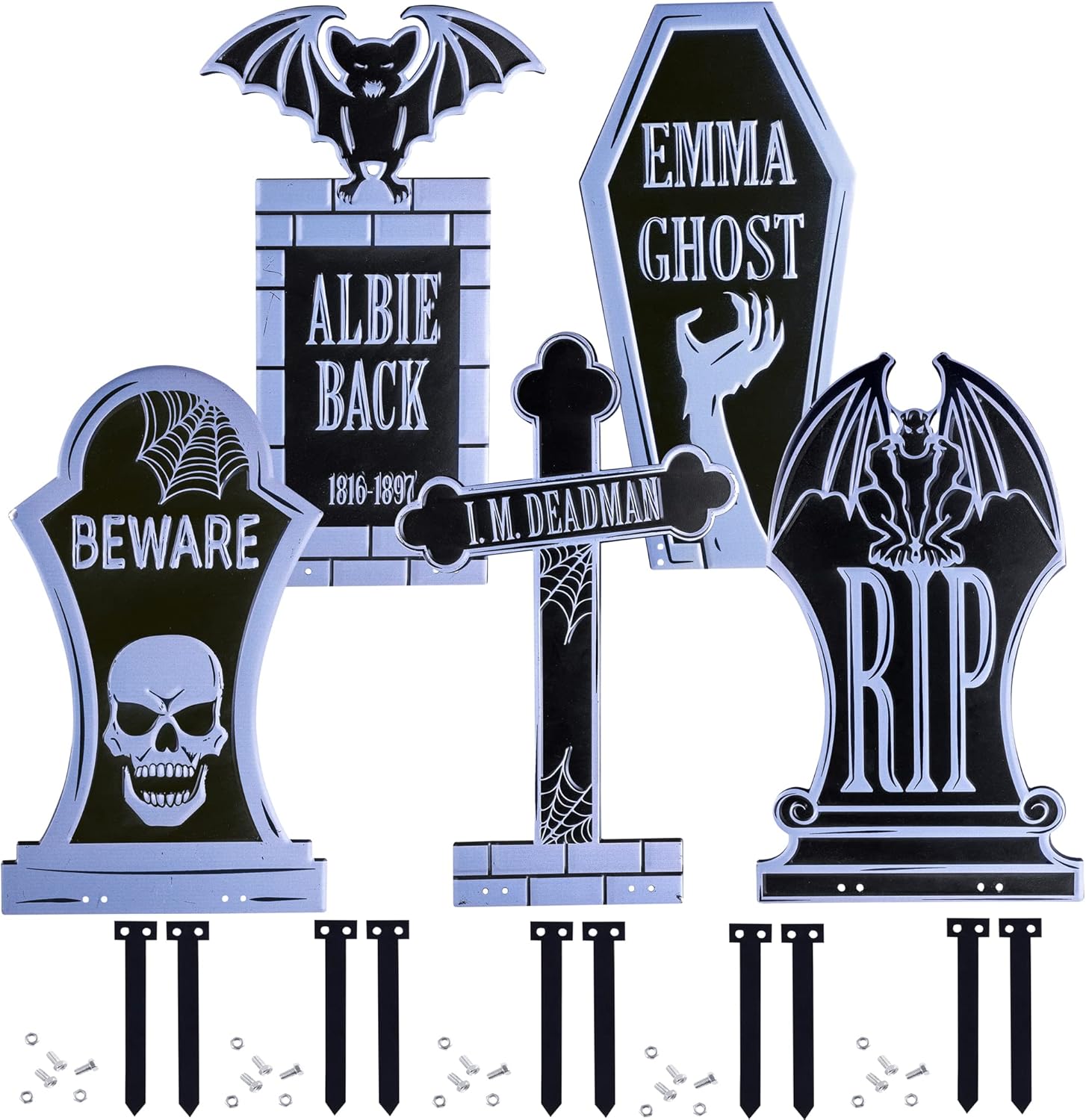 Decorative Garden Stakes - 3-D Metal Tombstone -5 Designs-(Large 17