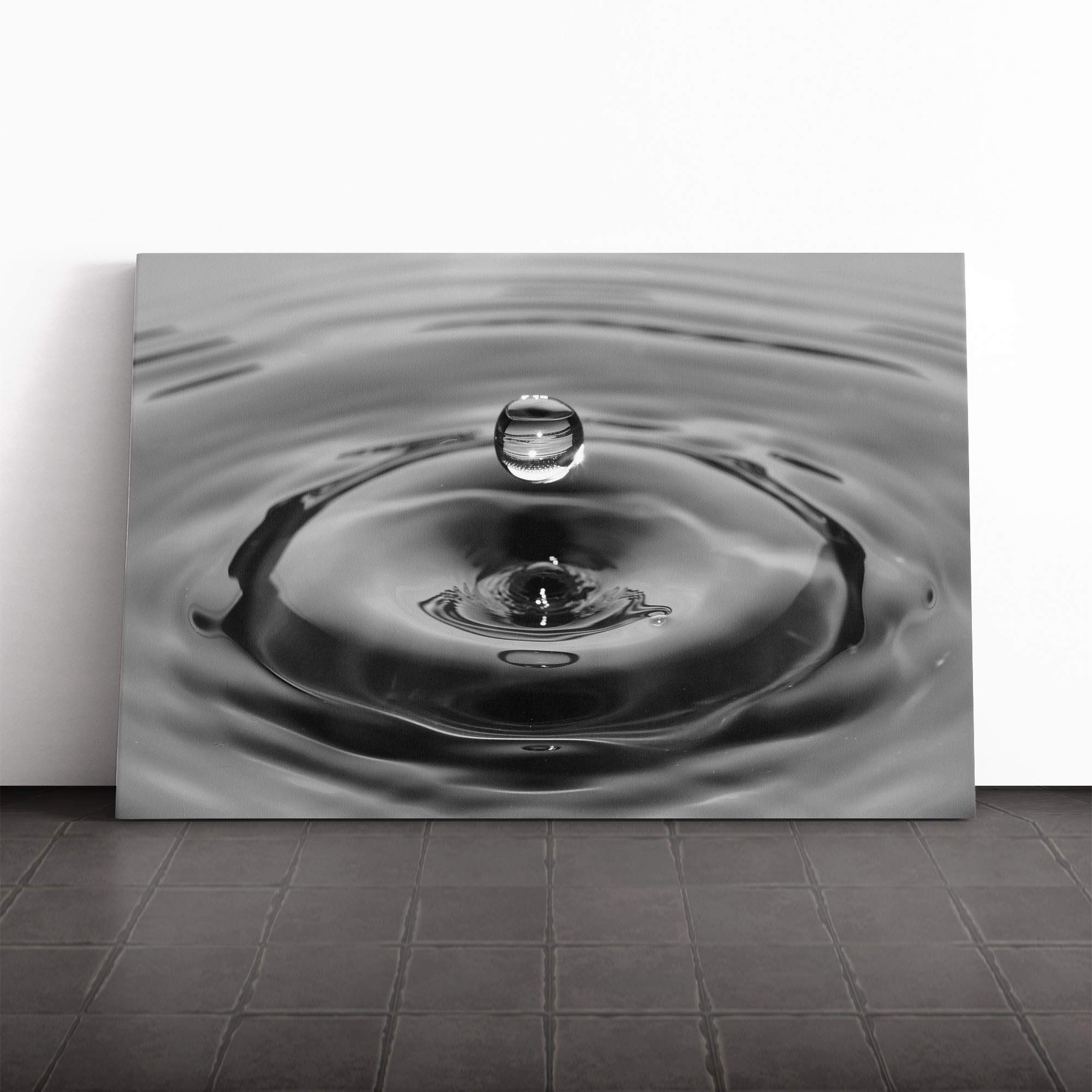 Wall Water Droplet Rain Abstract Art (1) Canvas Print | Gallery Wrapped 30mm Frame Wall Art | 20x14 inches | Ready to Hang | Abstract Landscape Picture | Living Room Bedroom Lounge Office