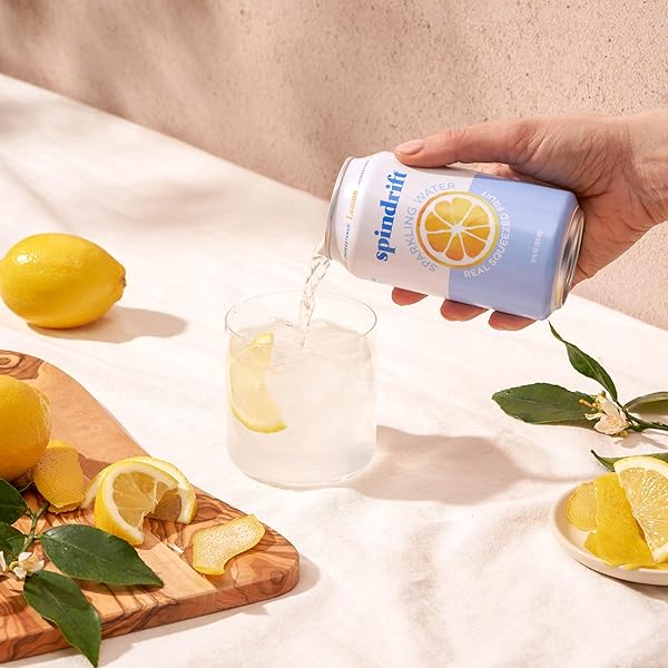 SPINDRIFT SPARKLING WATER, LEMON FLAVORED, MADE WITH REAL SQUEEZED FRUIT, 12 FL OZ CANS, PACK OF 24 (ONLY 3 CALORIES PER CAN)