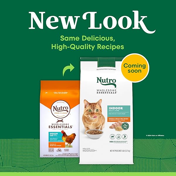 NUTRO WHOLESOME ESSENTIALS DRY CAT FOOD, INDOOR CAT FOOD DRY CHICKEN & BROWN RICE RECIPE, 5 LBS.