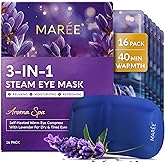 MAREE Heated Eye Masks for Dry Eyes – Steam Eye Mask Disposable – Lavender Self Heating Eye Mask for Puffy Eye – Facial Steamer Alternative for Relaxation – Warm Compress for Eyes – Spa Gift for Women